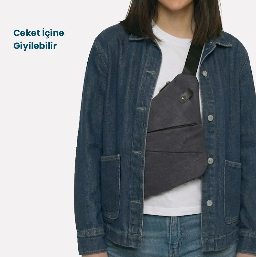 Siyah Günlük Çapraz Çanta | Gizli Fermuar ve Kesilmeye Dirençli Askı